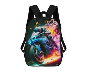 sinyumoney Neon Motorcycle Speed Art School Backpack Large Lightweight Casual Backpack for Girls Boys Teenage 17inch