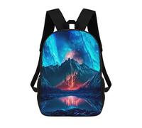 sinyumoney Neon Mountain Reflections Children's Backpack, 3D Printed School Backpack, Backpack for Boys Girls, Adjustable School Bag for Primary School 17inch