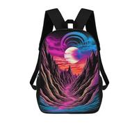 sinyumoney Neon Mountain Sunset Backpack 3D Print Kids Bag Elementary Students Daypack Lightweight School Bag for Children Girls Boys Nursery Lunch Pack 17inch