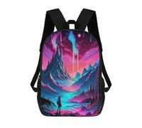 sinyumoney Neon Mountainscape -1 Kids Children School Backpack Bookbags Casual Travel Rucksack Boys Girls Large Capacity Daypack 17inch