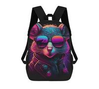 sinyumoney Neon Mouse Sunglasses Art Kids School Backpack 3D Printed Fashion School Bag Casual School Bag for Boys Elementary And Middle School Students 17inch
