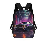 sinyumoney Neon Muscle Car Night Drive School Backpack Secondary Causal Travel High School Bags for Camping Outdoor Adventures And Daily Travel 17inch