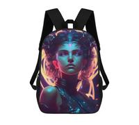 sinyumoney Neon Mystic Portrait Children's School Backpack 3D Printed for Kids Travel Rucksacks Book Bags for Boys Elementary School Students 17inch