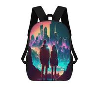 sinyumoney Neon Night Dream for Two Backpack School Bag Lightweight Schoolbag Dayback Bookbag College for Girl, Teen Girls 17inch