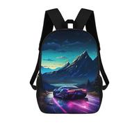 sinyumoney Neon Night Drive Adventure -1 School Bags School Secondary High School College Backpack Travel for Boys/Girls/Teenagers 17inch