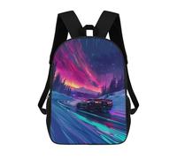 sinyumoney Neon Night Drive Adventure School Backpack 3D Printed Children's 17inch Backpacks Bag Bookbag for Kids Boy Girl Book Bags Kids School Bag Travel Rucksacks