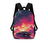 sinyumoney Neon Night Drive Backpacks Kids 17inch School Backpack School Bag 3D Printed School Bag for Boys Elementary And Middle School Students