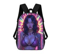 sinyumoney Neon Noir - Geometric Goddess in Cyber-Gothic Splendor Backpack School Daypacks Business Backpack Water Resistant Bookbag for Girls Boys Teenage 17inch