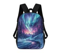 sinyumoney Neon Northern Lights School Backpack School Bags for Girls Boys Backpack with Pocket Fashion School Bag Kids Backpack 17inch