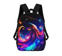 sinyumoney Neon Octopus in Space Children's Backpacks School Backpack 3D Printed Backpack for Kids Travel Rucksacks Book Bags Kids School Bag 17inch