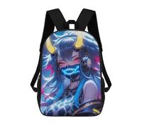 sinyumoney Neon Oni Girl Kids School Backpack 17 Inch School Bag 3D Printed School Bag for Boys Elementary And Middle School Students