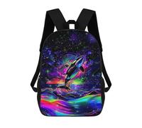 sinyumoney Neon Orca Ocean Art Print Backpack School Daypacks Business Backpack Water Resistant Bookbag for Camping Outdoor Adventures And Daily Travel 17inch