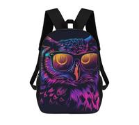 sinyumoney Neon Owl Art Print-4 3D Printed 17inch School Bag Children's School Backpack Travel Backpacks Casual Fashion Bag for Kids School Students