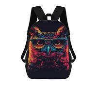sinyumoney Neon Owl Art Print Children's Backpacks School Backpack 3D Printed for Kids Travel Rucksacks Book Bags Kids 17inch School Bag