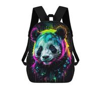 sinyumoney Neon Panda Art Kids Backpacks,3D Personalized School Bookbags for Boys Girls Large Schoolbags Casual Daypack 17inch
