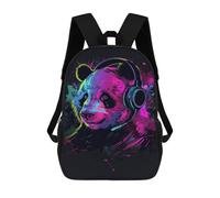 sinyumoney Neon Panda Headphones Art Print School Backpack Business Durable Laptop Bag for Camping Outdoor Adventures And Daily Travel 17inch