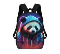sinyumoney Neon Panda Hoodie Art Print School Backpack High Secondary School Bags Casual Backpack for Girl, Teen Girls 17inch