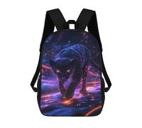 sinyumoney Neon Panther Cosmic Glow 3D Printed 17inch School Bag Children's School Backpack Travel Backpacks Casual Fashion Bag for Kids School Students