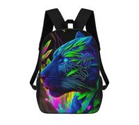 sinyumoney Neon Panther in Jungle Backpacks 3D Printed Kids School Backpack School Bag Fashion Rucksacks for Boys Elementary And Middle School Students 17inch