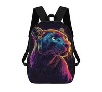 sinyumoney Neon Panther Portrait Art Print Backpacks 3D Printed Kids School Backpack School Bag Fashion Rucksacks for Boys Elementary And Middle School Students 17inch