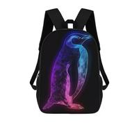 sinyumoney Neon Penguin Animal Rucksacks 3D Printed Children Backpacks Fashion Casual Daypack Cute Travel Bags Outdoor Casual Daypack for Boy And Girl 17inch