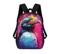 sinyumoney Neon Penguin Backpacks Kids School Backpack School Bag 3D Printed School Bag for Boys Elementary And Middle School Students 17inch
