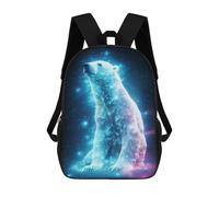 sinyumoney Neon Polar Bear Nebulae Backpacks Kids School Backpack School Bag 3D Printed School Bag for Boys Elementary And Middle School Students 17inch
