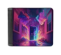 sinyumoney Neon Portal to Another World 3D Print PU Leather Wallet Multiple Slots Leather RFID Banknote Compartments Minimalist Style Wallets 11.7cm*9.5cm