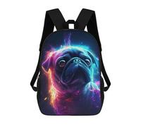 sinyumoney Neon Pug Portrait -1 School Backpack for Girls Backpack Water Repellent Casual Daypack Lightweight Rucksack Boy Girl School Backpack 17inch
