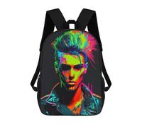 sinyumoney Neon Punk Portrait Kids Backpacks Children Bag,Anime Bag,Large Capacity Kids Backpack, 3D Printed Children's,Student Schoolbag,Kids Boys Girls School Bag 17inch