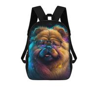 sinyumoney Neon Pup Glasses Art Print School Bags Lightweight Schoolbag Dayback Bookbag College for Boys/Girls/Teenagers 17inch