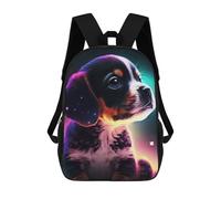 sinyumoney Neon Pup in Space School Backpack 3D Printed School Bags Boys Girls Laptop Backpack for Kids/Students/Adults 17inch