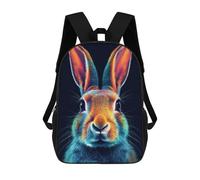 sinyumoney Neon Rabbit Portrait Kids School Backpack School Bag 3D Printed School Bag for Boys Elementary And Middle School Students 17inch