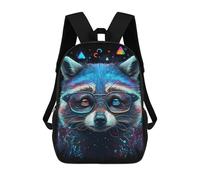 sinyumoney Neon Raccoon Glasses Art Print Backpack School Bag Work Laptop Backpack Rucksack Bag for Boys/Girls/Teenagers 17inch