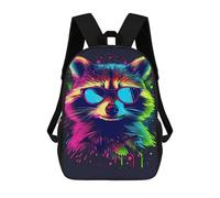 sinyumoney Neon Raccoon Sunglasses Art Print School Bags School Secondary High School College Backpack Travel for Men, Women & Teenage Boys 17inch