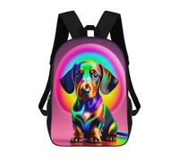 sinyumoney Neon Rainbow Dachshund Art Print Backpack School Business Laptop Rucksack Bag Unisex Casual Daypack for Girls Boys Teenage 17inch