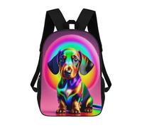sinyumoney Neon Rainbow Dachshund Art Print Rucksack Water Resistant Travel Backpack Computer Bag for School/Work/Travel 17inch