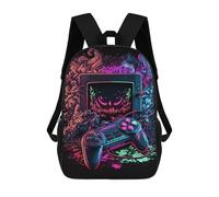 sinyumoney Neon Retro Gaming Art Backpack Cartoon Plush Bag, 3D Backpack for Kids School Bag Birthday Gift Idea for Boys And Girls 17inch