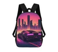 sinyumoney Neon Retro Sports Car Backpack School Work Laptop Backpack Rucksack Bag for Men, Women & Teenage Boys 17inch