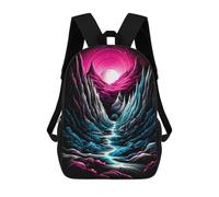 sinyumoney Neon River in The Mountains 3D Printed School Bag Children's School Backpack Schoolbags Travel Backpacks Casual Fashion Bag for Kids School Students 17inch