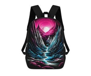 sinyumoney Neon River in The Mountains 3D Printed School Bag Children's School Backpack Schoolbags Travel Backpacks Casual Fashion Bag for Kids School Students 17inch