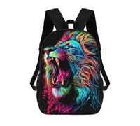 sinyumoney Neon Roaring Lion Art Print Backpack Cartoon Plush Bag, 3D Backpack for Kids School Bag Birthday Gift Idea for Boys And Girls 17inch