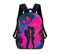 sinyumoney Neon Romance Astronauts Under The Moonlight Kids Backpacks,3D Personalized School Bookbags for Boys Girls Large Schoolbags Casual Daypack 17inch
