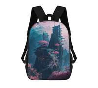 sinyumoney Neon Sakura Cityscape Backpack School Bag Lightweight Schoolbag Dayback Bookbag College for Men/Women 17inch