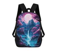 sinyumoney Neon Sakura Mountain Falls School Backpack Water Resistant School Bag Business Backpack for Boys/Girls/Teenagers 17inch
