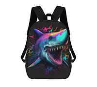 sinyumoney Neon Shark Splash Art Backpack School Bag Large School Backpack for Boys for Camping Outdoor Adventures And Daily Travel 17inch