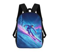 sinyumoney Neon Ski Night Adventure-1 School Backpack Lightweight Airport College Students Back Pack for Boys/Girls/Teenagers 17inch