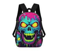 sinyumoney Neon Skull Art Print School Backpack Lightweight Schoolbag Dayback Bookbag College for Camping Outdoor Adventures And Daily Travel 17inch