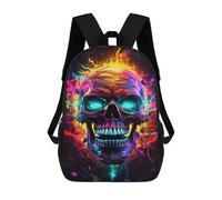 sinyumoney Neon Skull Artwork -1 School Bag 3D Printed 17inch Backpacks Fashion Kids School Backpack Rucksacks for Boys Elementary And Middle School Students