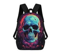 sinyumoney Neon Skull Artwork Backpack Cartoon Plush Bag, 3D Backpack for Kids School Bag Birthday Gift Idea for Boys And Girls 17inch